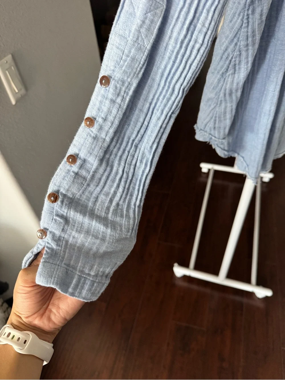 Free People Blue Gauze Henley Tunic